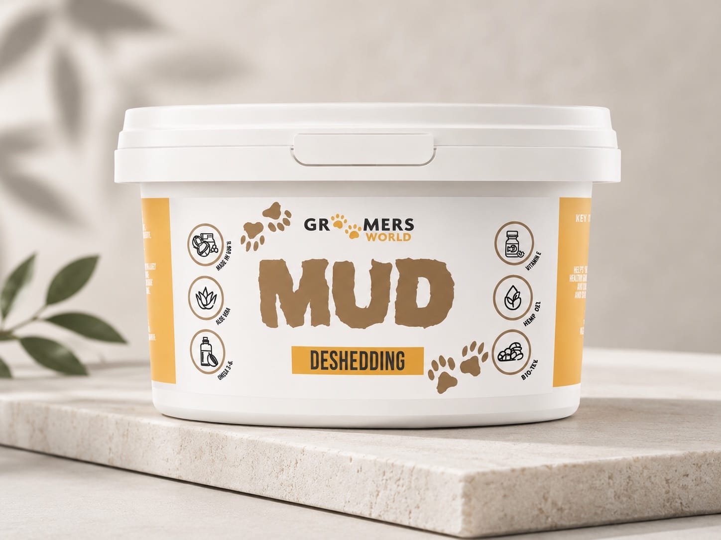 Groomers World deshedding mud, used for soothing mud treatments