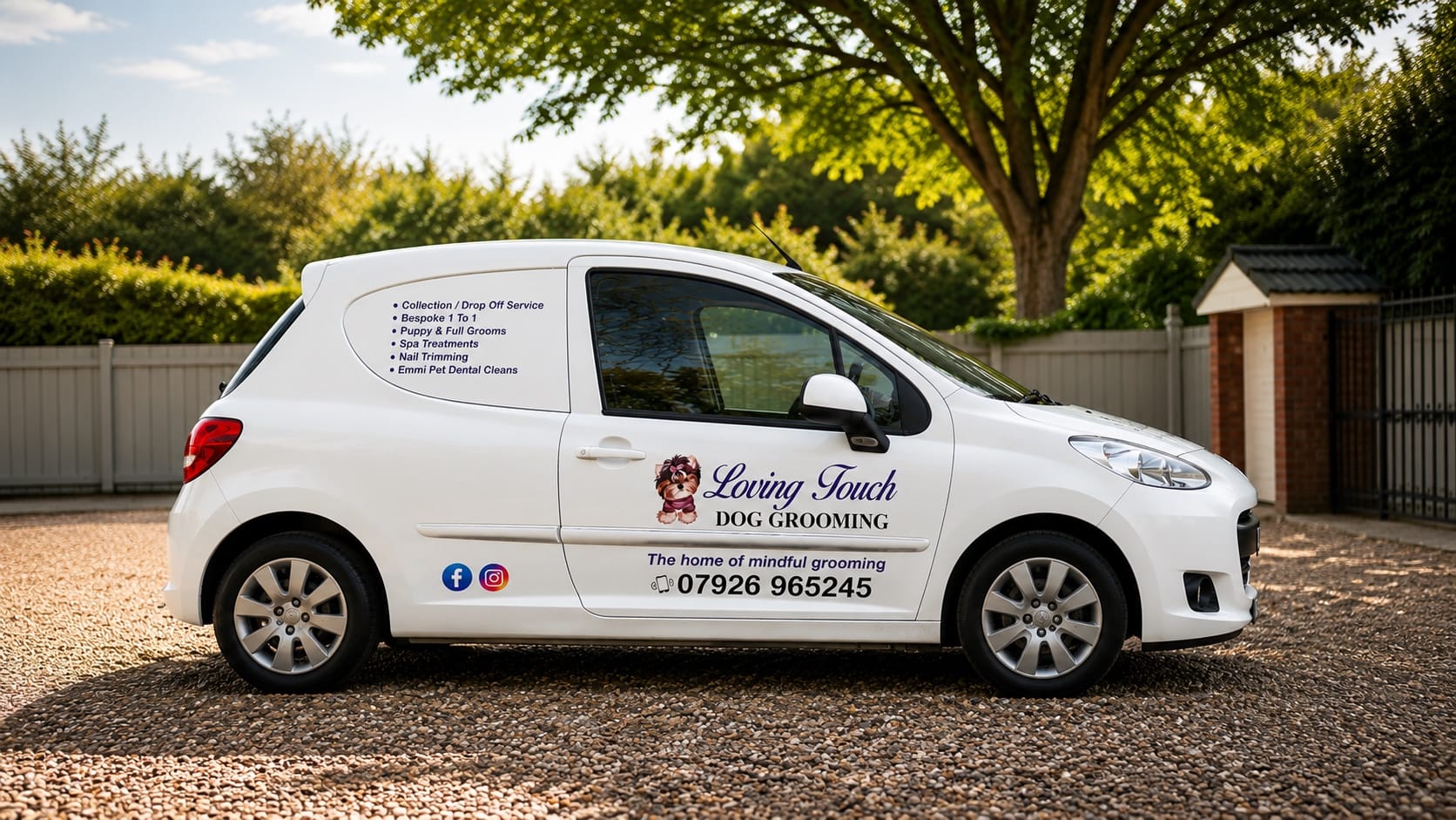 The Loving Touch Dog Grooming van, used for collection and drop-off